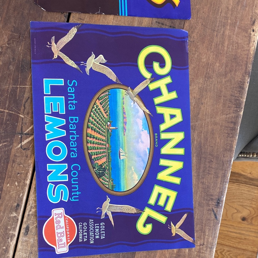 Channel Brand Santa Barbara County Lemons Box + San Marcos Lemons Vintage Poster